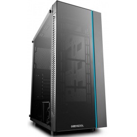 Deepcool MATREXX 55 ATX, Black, LED strip (front), Стекл. фронтальная и боковая панели, Без БП