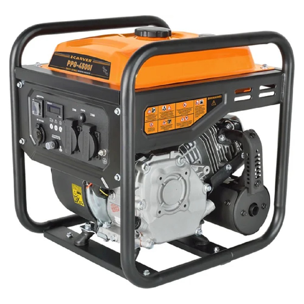 Генератор CARVER  PPG -4500I инверторный [01.020.00036] { (3,5/3,8кВт, 220/12В, 2 розетки, дисплей) }