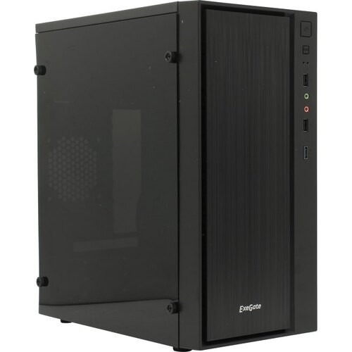 Exegate EX283753RUS Корпус Minitower ExeGate mEVO-9301-RGB-700W-12 (mATX, БП 700NPX с вент. 12см, с окном, 2*USB+1*USB3.0, HD аудио, черный с RGB подсветкой)