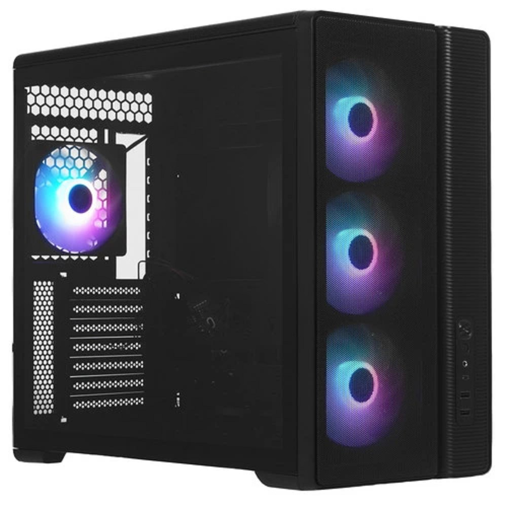 Case SAMA S50 Black, Midi-Tower, TG, 4x120mm ARGB, 2xUSB 3.0 + 1xUSB 3.2 Type-C, ATX, mATX, mITX Black