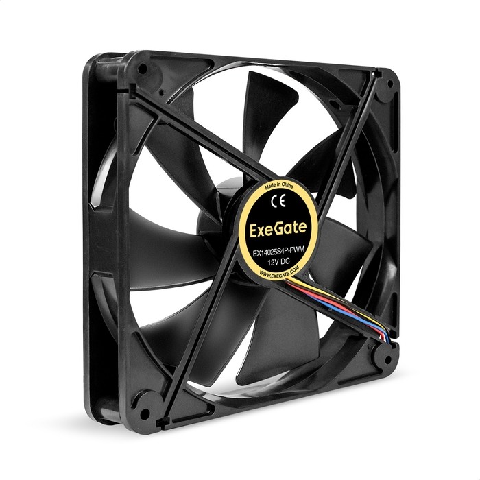Exegate EX295248RUS Вентилятор 12В DC ExeGate EX14025S4P-PWM (140x140x25 мм, Sleeve bearing (подшипник скольжения), 4pin, PWM, 24dBA)