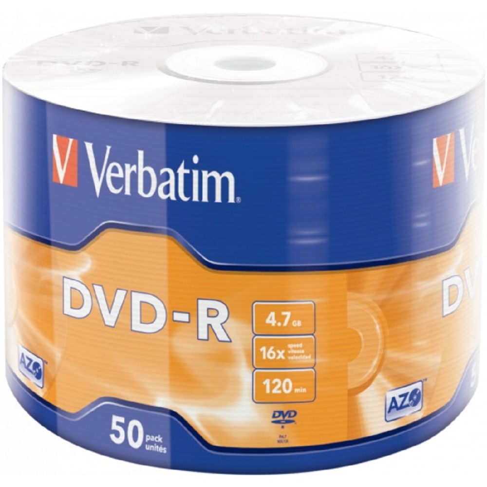 Verbatim Диски DVD-R 16-x 4.7Gb (50 шт)/Shrink/50 Azo (43788)