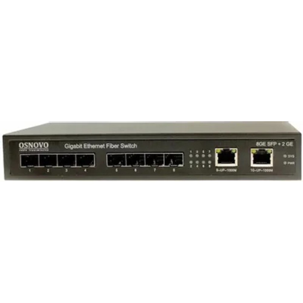 Коммутатор/ OSNOVO Гигабитный коммутатор, 8 *SFP 1000Base-FX, 2 x10/100/1000Base-T