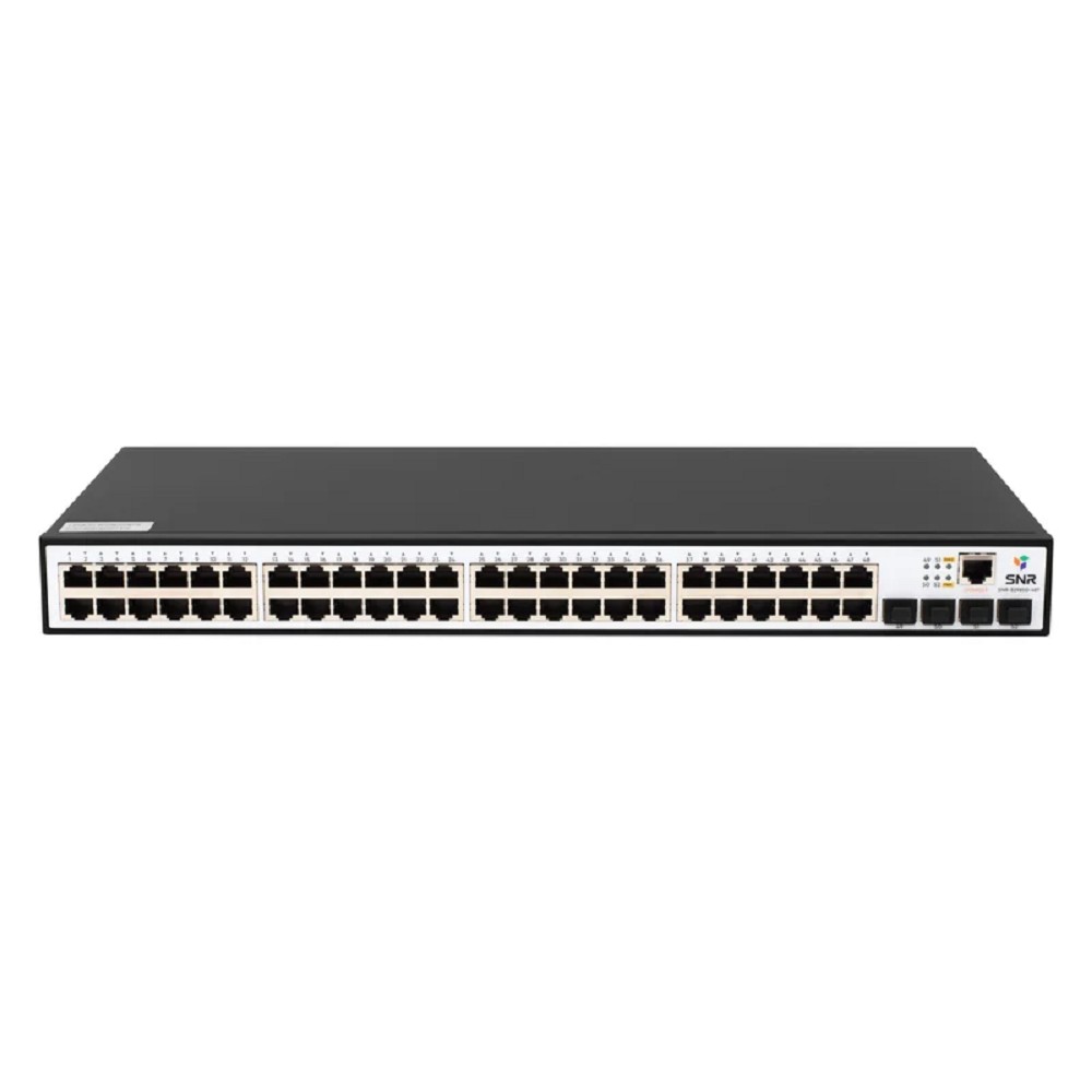 SNR SNR-S2985G-48T-RPS Управляемый гигабитный коммутатор уровня 2, 48 портов 10/100/1000Base-T, 4 порта 100/1000Base-X (SFP), встроенный БП ~220V AC, RPS 12V DC
