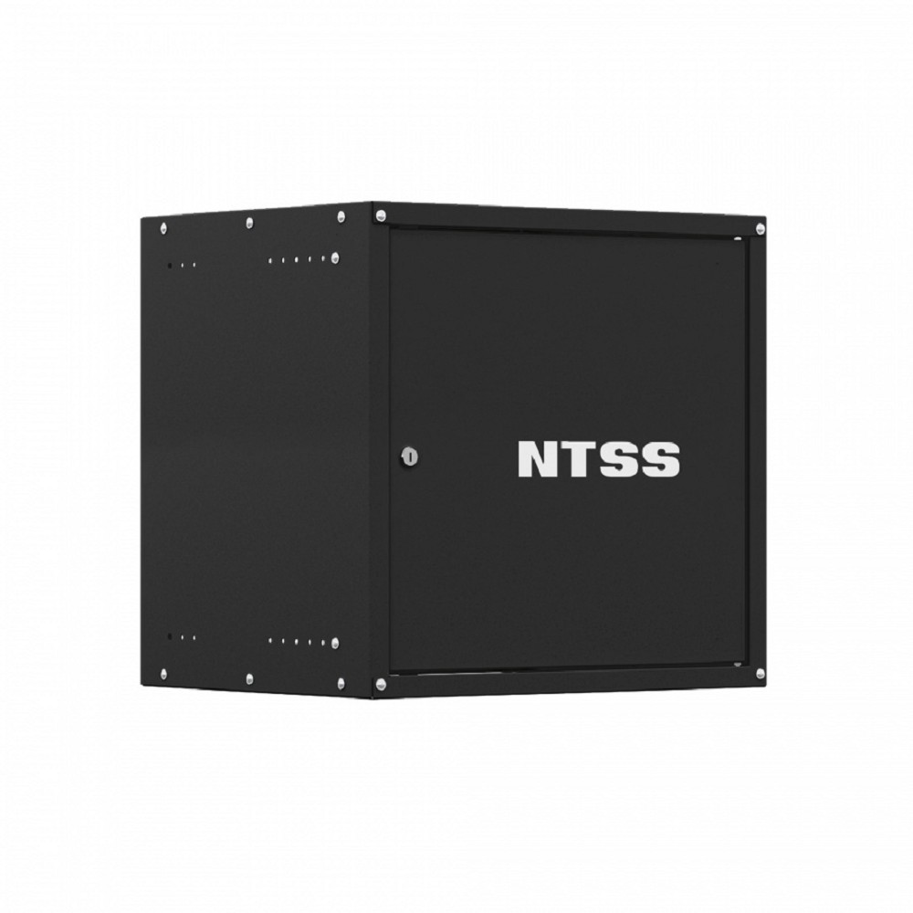 NTSS Шкаф настенный телекоммуникационный NTSS LIME 18U 550х450х900мм, 2 профиля 19, дверь сплошная металл, боковые стенки несъемные, разобранный, черный RAL 9005 NTSS-WL18U5545FD-BL