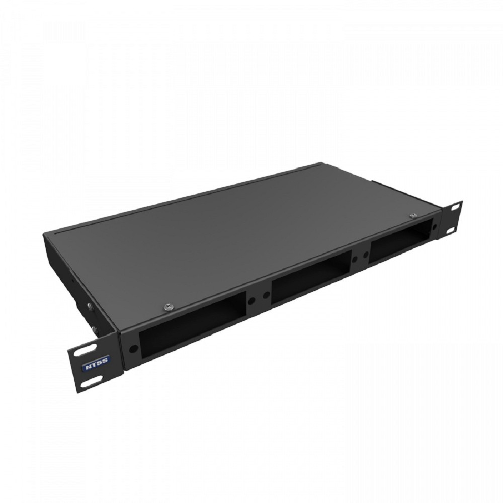 NTSS Кросс NTSS оптический 19'' частично укомплектованный 1U, 8/16/24 портов LC duplex (планки 2LC-3шт, планка-заглушка-2шт, сплайс-кассета-2шт) черный RAL 9005 NTSS-RFOB-1U-8/16/24-2LC-S0010-BL