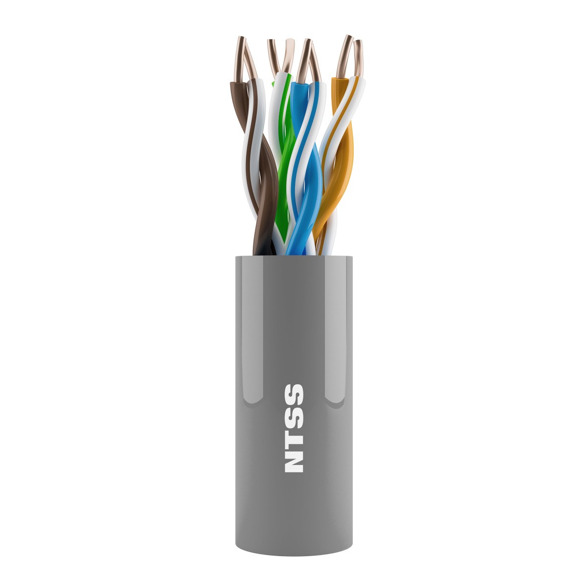 NTSS Кабель витая пара NTSS U/UTP 5e 4 пары одножильный 24AWG медь 305м внутренний PVC серый NTSS-IN-UTP4-5e-PVC-GY
