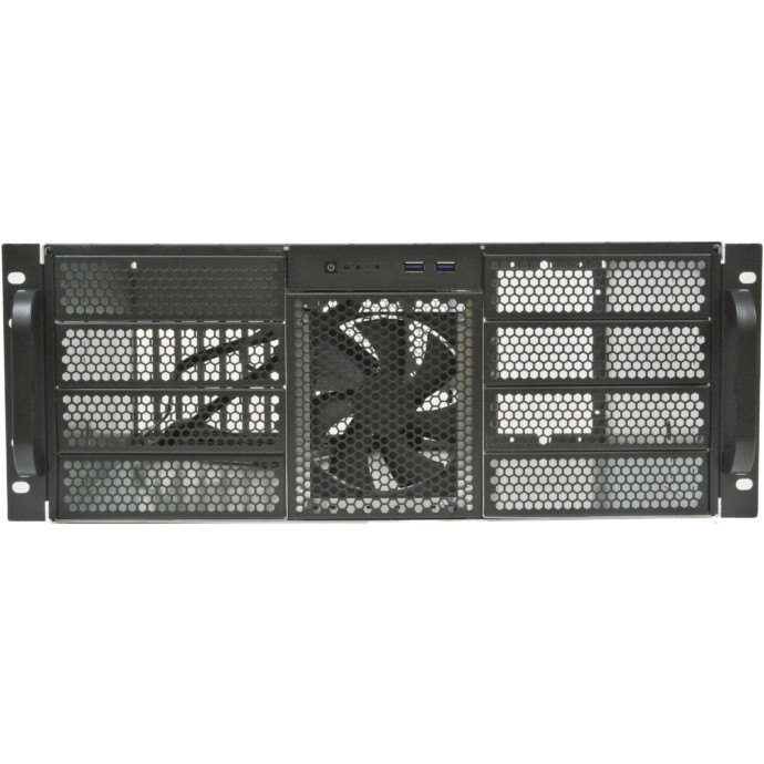 Procase RE411-D8H5-FS-65 Корпус 4U server case,8x5.25+5HDD,черный, без блока питания 2U,глубина 650мм,MB EEATX 13.68"x13",панель вентиляторов 3х120