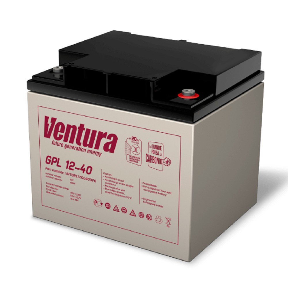 АКБ Ventura GPL 12-40   12V/47Ah {F6, ДхШхВ 197х166х176мм, 13.5кг, срок службы 12 лет}
