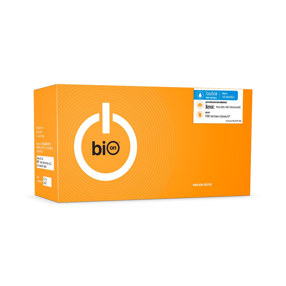 Bion BCR-106R01631 Картридж для Xerox { Phaser 6000/6010, WorkCentre 6015 }(1000  стр.), Голубой, с чипом