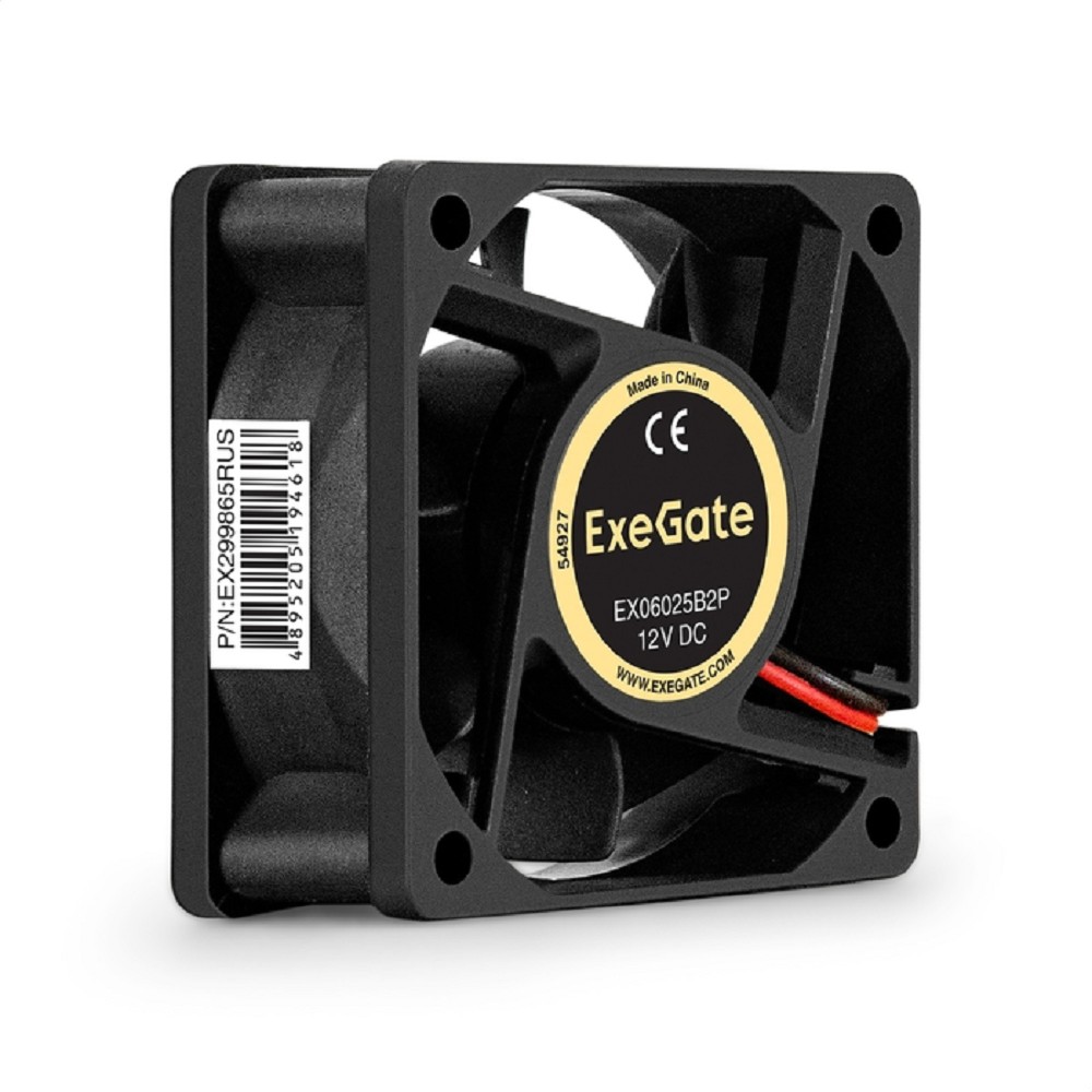 Exegate EX299865RUS Вентилятор 12В DC ExeGate EX06025B2P (60x60x25 мм, 2-Ball (двойной шарикоподшипник), 2pin, 3500RPM, 24dBA)