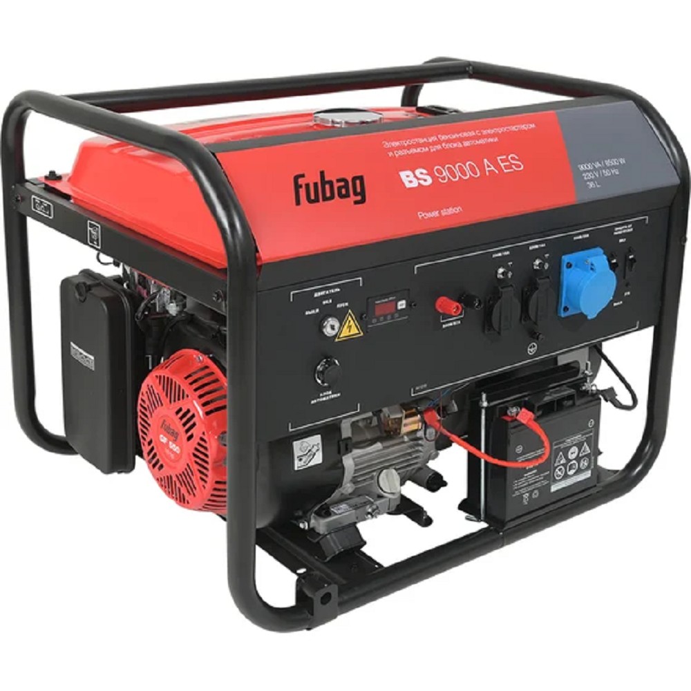 FUBAG BS 9000 A ES [641019/641092] { Мах мощность, (LTP), 9 кВА, Длительная мощность (COP), 8.5 кВт 25 бака л, объем 459 см, мощность 11/15 кВт/л.с., 230 В, 84 дБ (7 м), 106 Вес, кг }