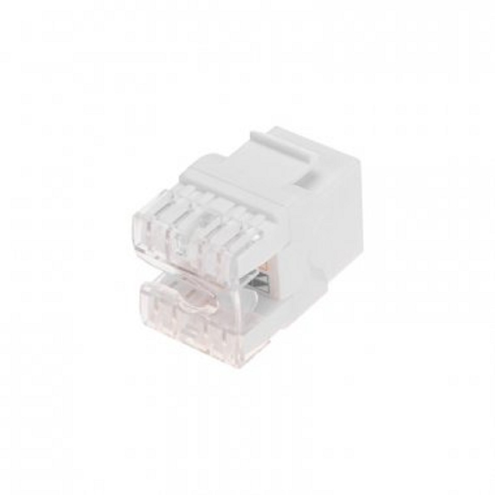 Rexant (02-0060-1) Модуль Keystone Jack RJ-45(8P8C), UTP неэкранированный, CAT 5e, тип 180 градусов, с пылезащитной шторкой, белый PRO