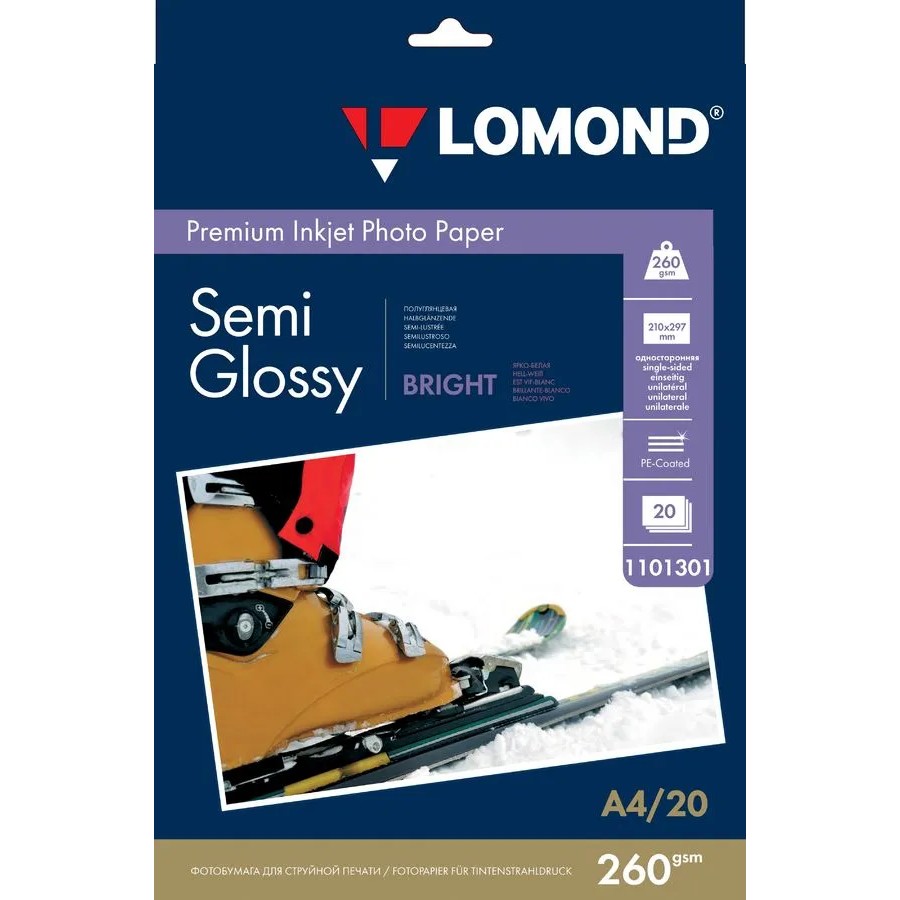 1103301  LOMOND  Полуглянцевая фотобумага A4, 260г/м2, 20 л. 