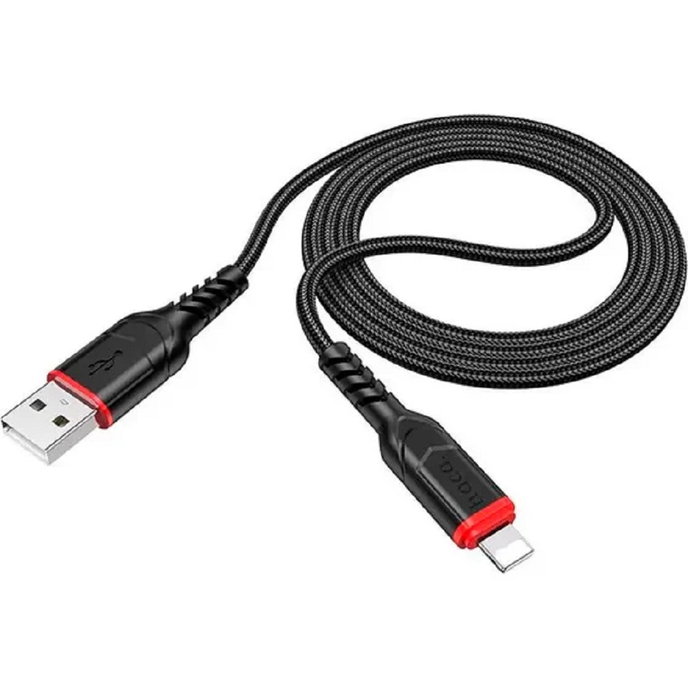 HOCO X59/ USB кабель Lightning/ 1m/ 2.4A/ Нейлон/ Black