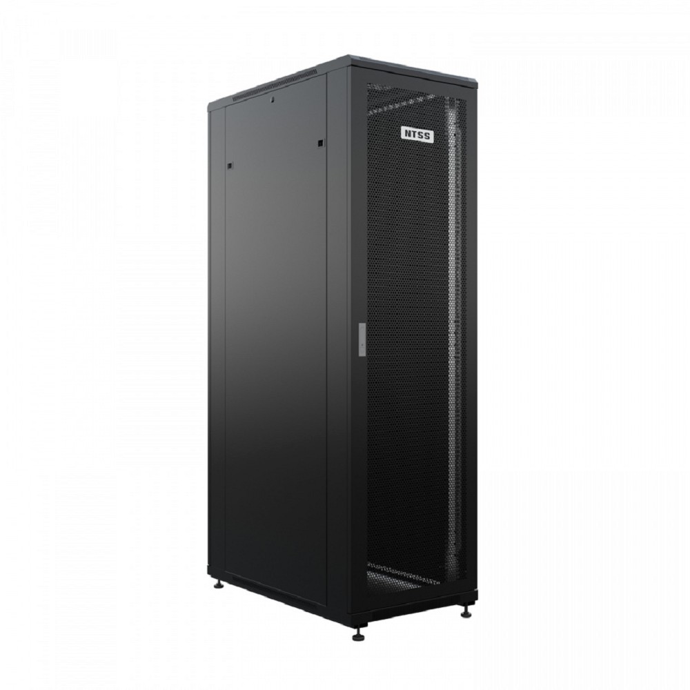 NTSS Шкаф напольный универсальный серверный NTSS R 42U 800х1000мм, 4 профиля 19, двери перфорированная и сплошная металл, боковые стенки съемные, регулируемые опоры, разобранный, черный RAL 9005 NTSS-