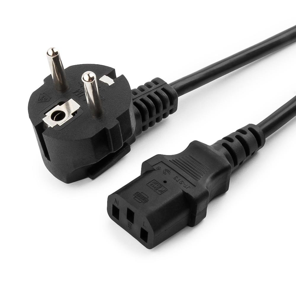 Кабель питания Cablexpert 1.8м, Schuko- C13, 6А, черный, с заземлением, пакет [PC-186]