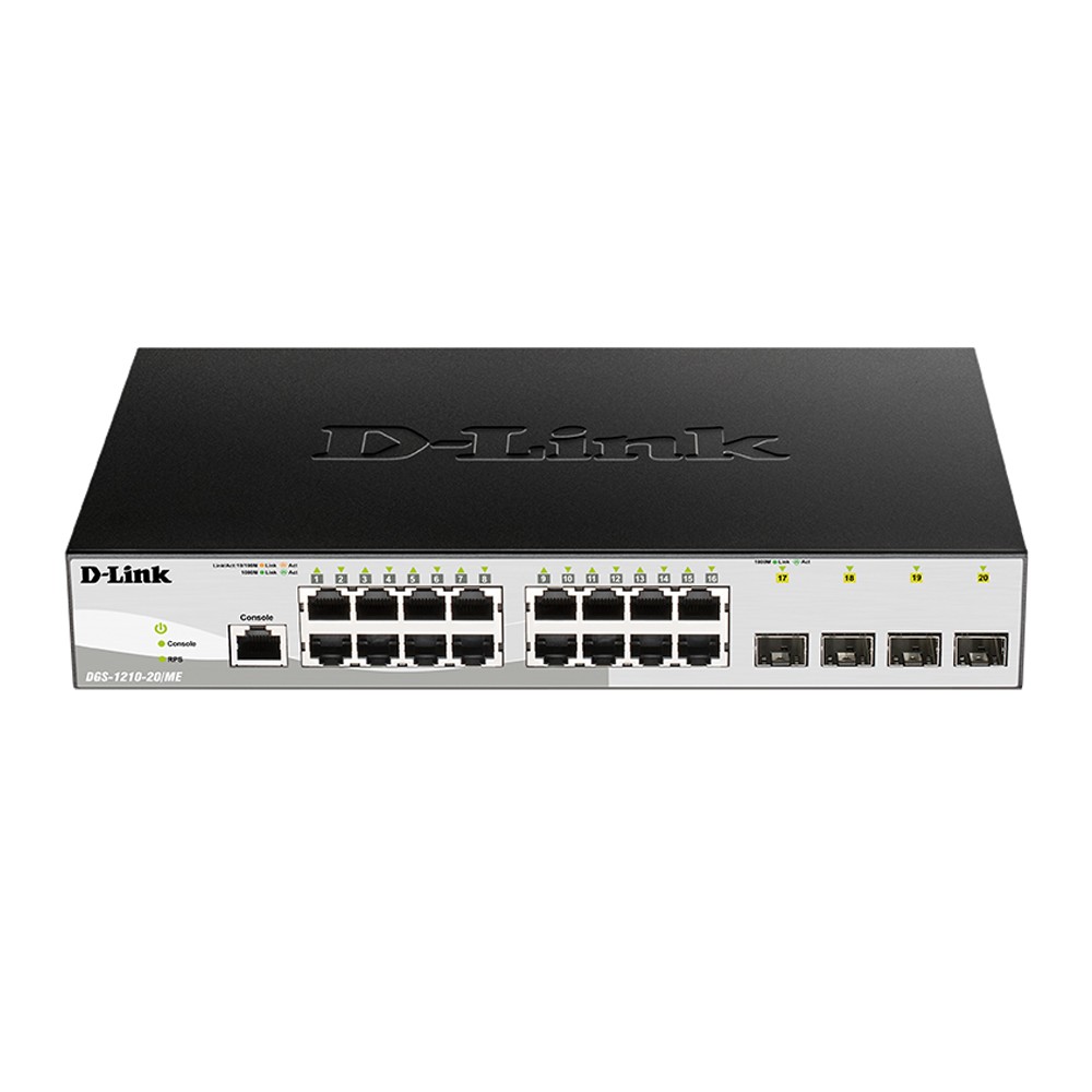 D-Link DGS-1210-20/ME/B1A Управляемый L2 коммутатор с 16 портами 10/100/1000Base-T и 4 портами 1000Base-X SFP