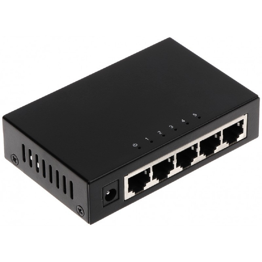 DAHUA DH-PFS3005-5GT 5-портовый гигабитный неуправляемый коммутатор, 5xRJ45 1Gb, коммутация 10 Гбит/с, MAC-таблица 2К, металл