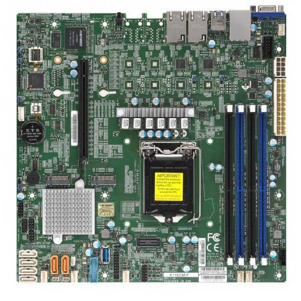 Supermicro MBD-X11SCM-F-(B) OEM {Single socket H4, Dual GbE LAN with Intel i210-AT, 8 SATA3 (6Gbps) via C236; RAID 0, 1, 5, 10}