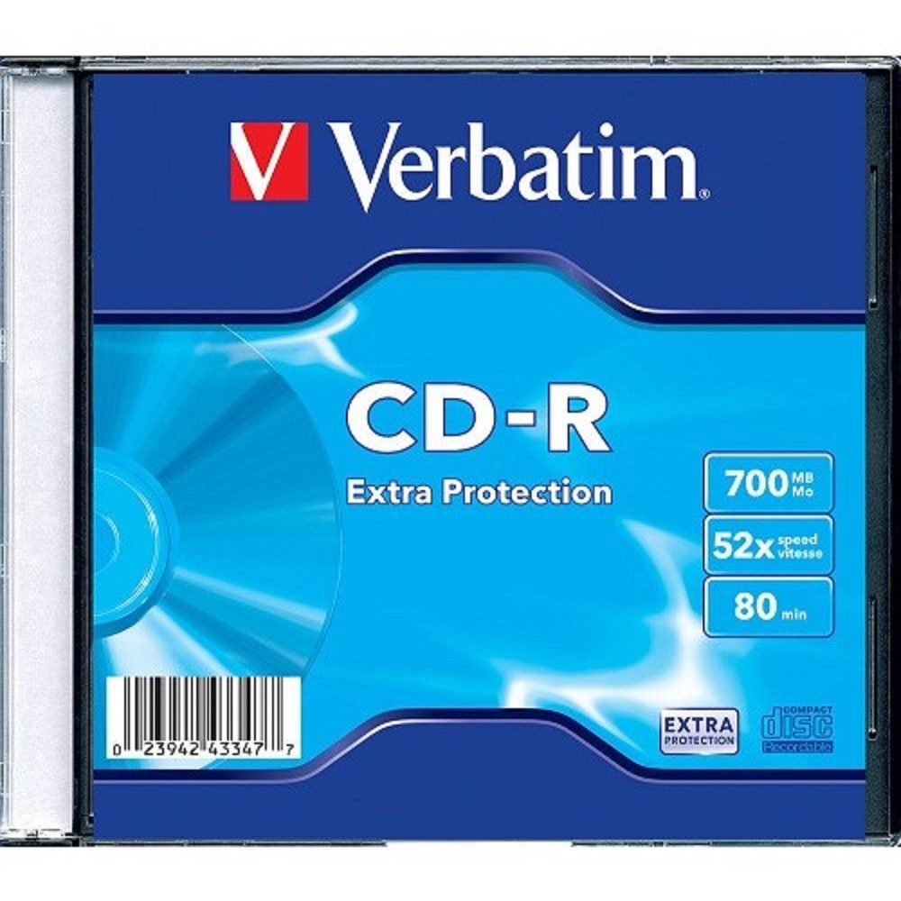 Verbatim Диски CD-R 700Mb 80 min 48-х/52-х (Slim case)[43347] (отпускать по штучно)