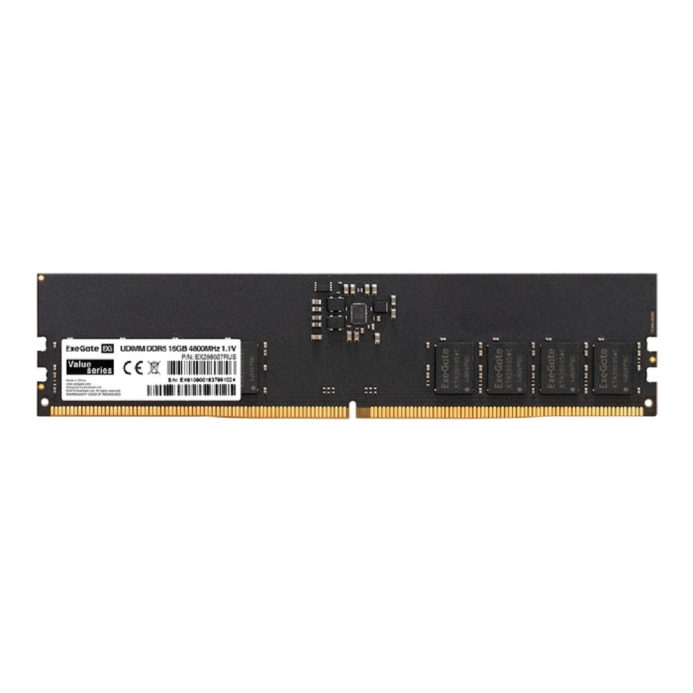 Exegate DDR5 DIMM 16GB EX298027RUS Модуль памяти ExeGate Value <PC5-38400> 4800MHz