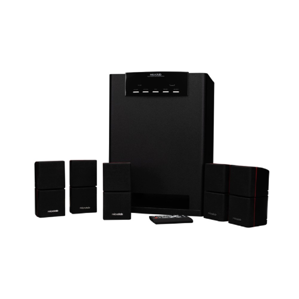 Microlab X15BT {5.0, Вых. мощ: 90 Вт + 16 Вт * 5 (RMS), Гарм искаж: < 0,3% (1 Вт на 1 кГц), Част хар-ка: 20 Гц - 20 кГц, Отношение сигнал/шум: > 80 дБ}