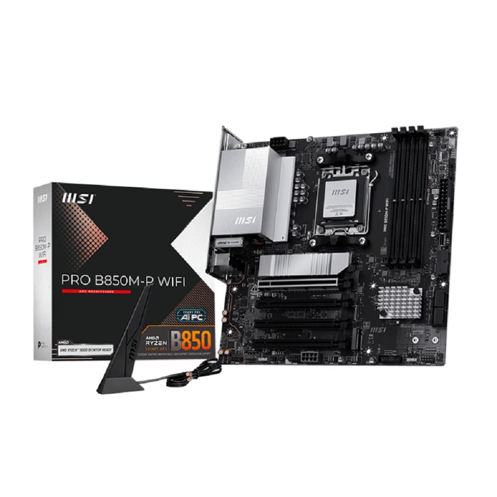 MSI PRO B850M-P WIFI {SocketAM5 AMD B850 4xDDR5 mATX AC`97 8ch(7.1) 5Gigabit RAID+HDMI+DP}