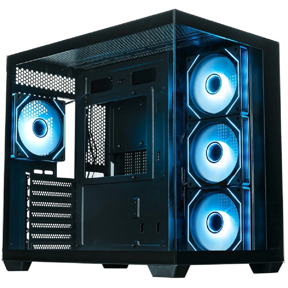 Корпус XASTRA QW500 4ARGB-C10-UC Black ATX/Aquarium/Screewless/4x120mm ARGB PWM FM fans/Argb+PWM HUB 10port/Type-C/ QW500-4FM12A-C10-UC