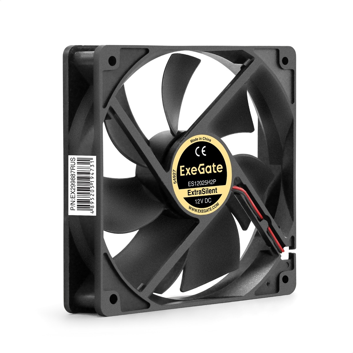 Exegate EX299887RUS Вентилятор 12В DC ExeGate ExtraSilent ES12025H2P (120x120x25 мм, Hydraulic bearing (гидродинамический), 2pin, 1300RPM, 22dBA)