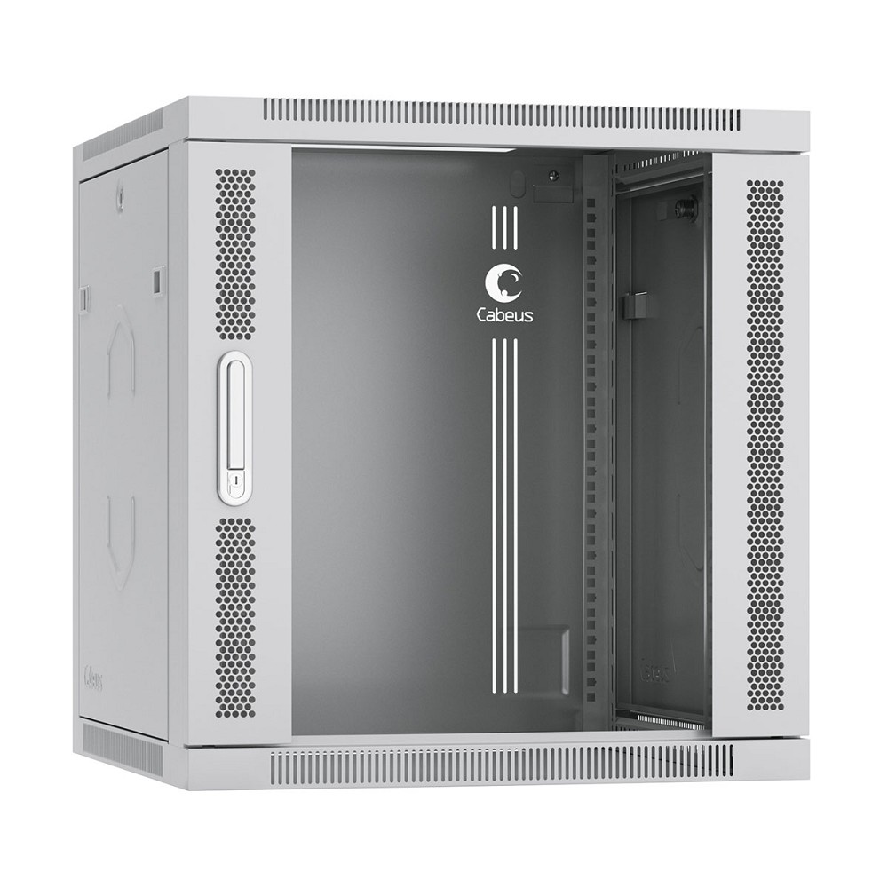 CABEUS SH-05F-12U60/60-R ШКАФ ТЕЛЕКОММУНИКАЦИОННЫЙ НАСТЕННЫЙ РАЗОБРАННЫЙ 19" 12U 600X600X635MM (ШХГХВ) ДВЕРЬ СТЕКЛО, ЦВЕТ СЕРЫЙ (RAL 7035)