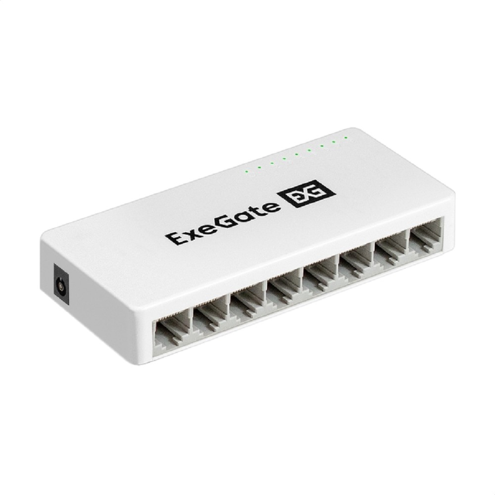 Exegate EX298688RUS Коммутатор неуправляемый ExeGate EDGS-1008C (8-портовый гигабитный UTP 10/100/1000 Base-T, с функцией энергосбережения (EEE), настольный/настенный)