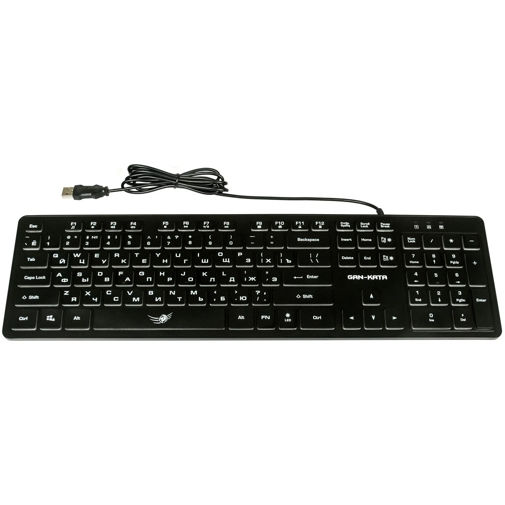 Dialog Проводной игровой набор KMGK-1707U BLACK Gan-Kata - клавиатура + опт. мышь с RGB подсветкой