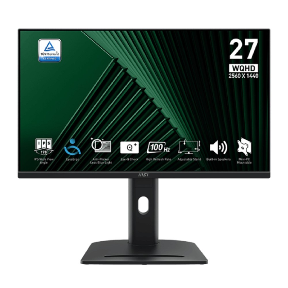 MSI PRO 27" MP275QPG {IPS 2560x1440 100Hz 4ms 300cd 2xHDMI DisplayPort Speakers HAS Pivot VESA} [9S6-3PC39M-069]