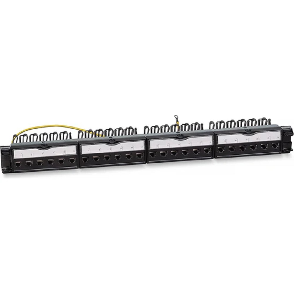 Cabeus PL-24-KJ-RJ45-Cat.6a-SH-180T Патч-панель 19" (1U), 24 порта RJ-45, категория 6a, полностью экранированная, с задним кабельным организатором, безинструментный монтаж (арт.033573)