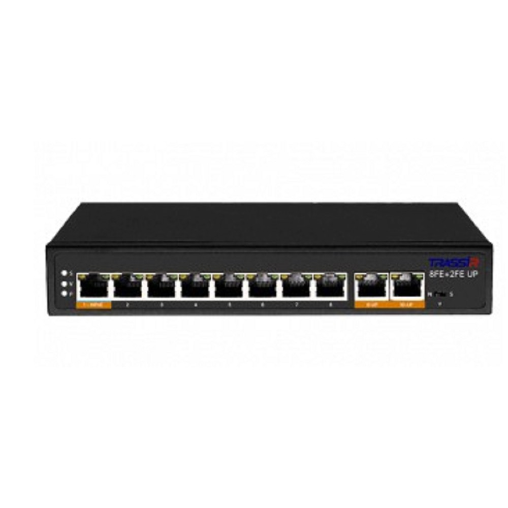 TRASSIR TR-NS1110-120-8POE Коммутатор неуправляемый с 8 PoE портами (10/100 Мбит/с Base-TX PoE port), 2 PoE портами (10/100 Мбит/с (Base-TX))