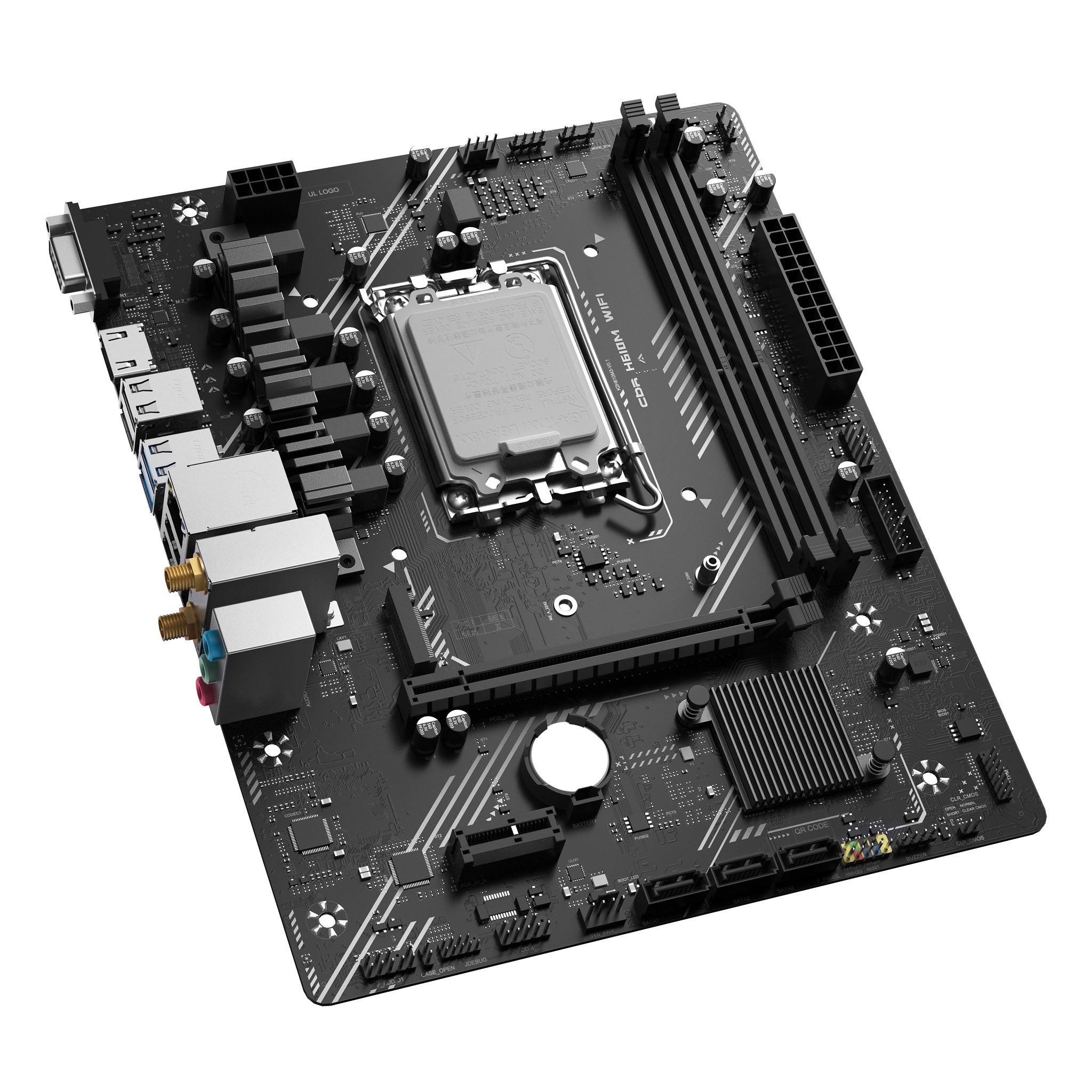 Материнская плата CBR H610M WiFi { Chipset H610, Socket 1700, 2*DDR5, mATX, VGA+HDMI, 1*PCIEx16,1*PCIEx1,1*M.2 NVME, 3*SATA3, 4*USB 2.0 + 2*USB3.0,WiFi, LAN 1Gb} OEM