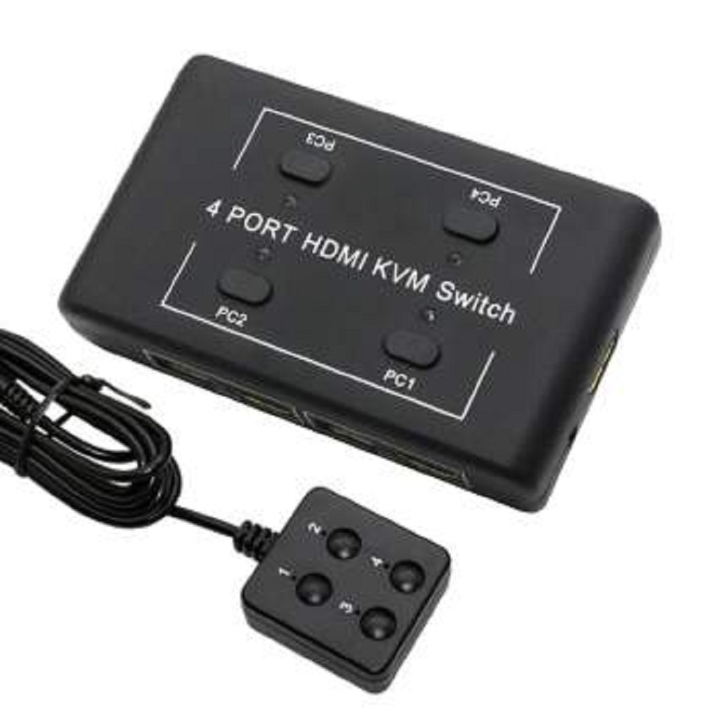 ORIENT HS41, HDMI KVM переключатель на 4 устройства, порты HDM + 2xUSB (клавиатура+мышь), поддержка 4K@30Hz, кнопка переключения на проводе 1.2 м, не требуется внешнее питание (31067)