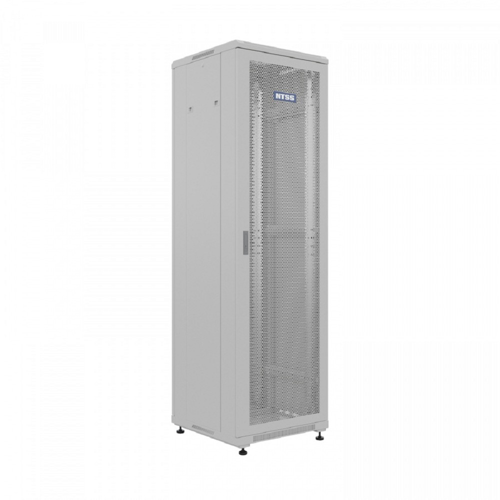 NTSS Шкаф напольный универсальный серверный NTSS R 32U 600х600мм, 4 профиля 19, двери перфорированная и перфорированная, боковые стенки съемные, регулируемые опоры, разобранный, серый RAL 7035 NTSS-R3