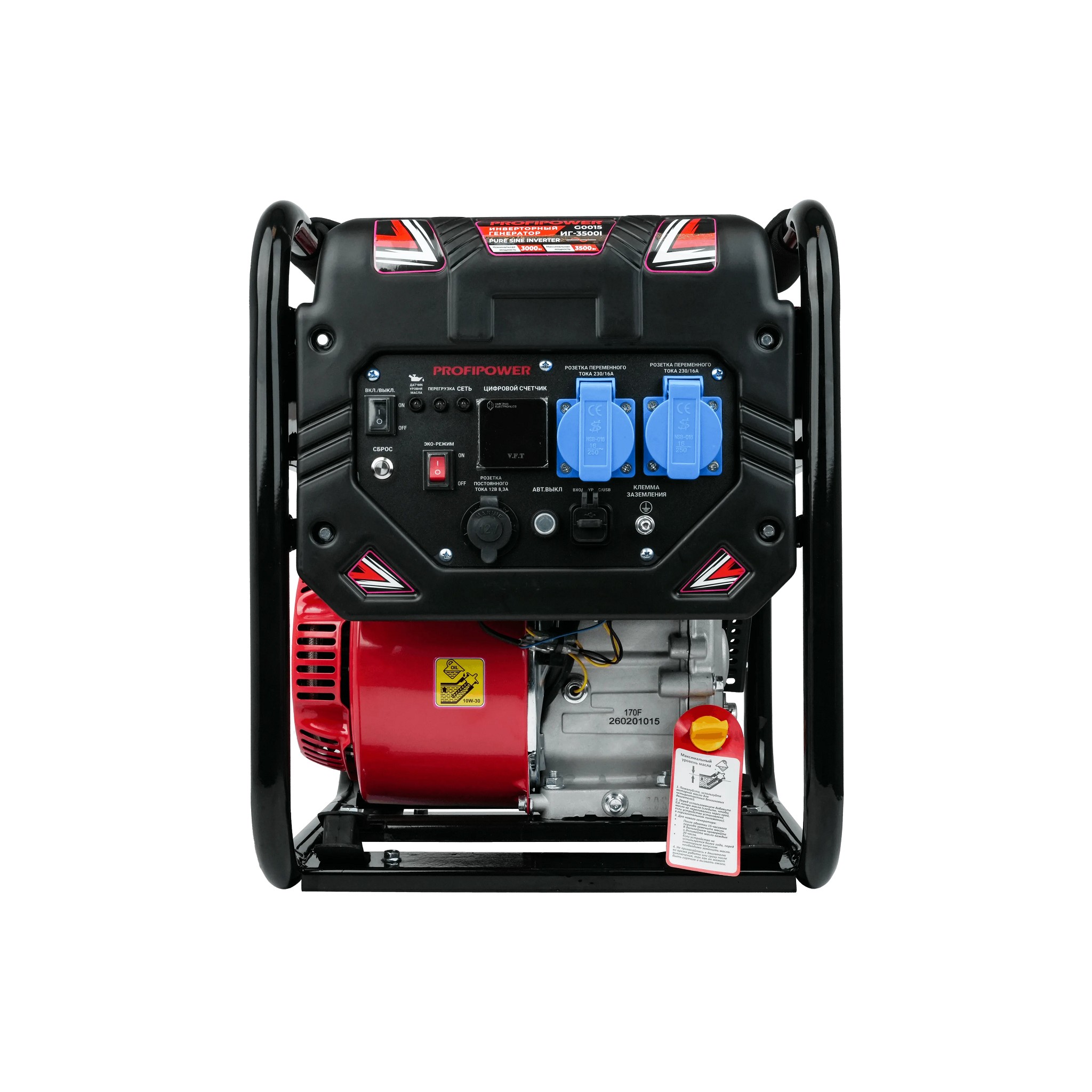 PROFIPOWER ИГ-3500I Инверторный бензиновый генератор с ручным запуском (3.0/3.5 кВт, 220B, 50Гц, 12B, медная) [G0015]