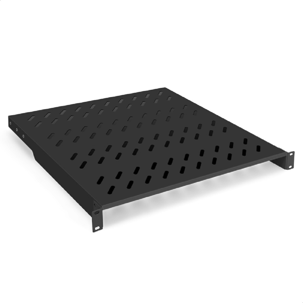Exegate EX301557RUS Полка консольная регулируемая 19" ExeGate ECCS-1U450A-B (перфорированная, глубина 450мм, крепление 19" 1U, для напольных шкафов и стоек глубиной 600мм/800мм/1000мм, нагрузка до 50к
