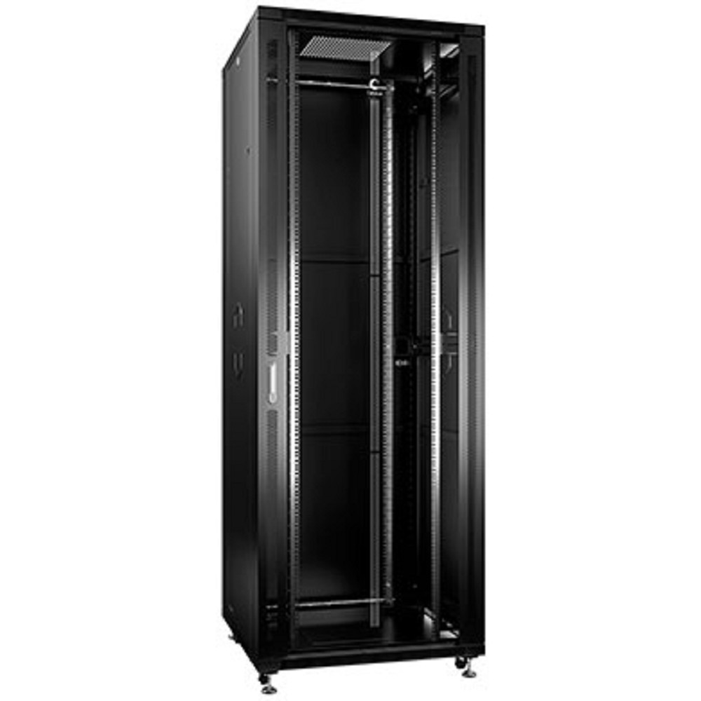 Cabeus SH-05C-47U80/80-BK Шкаф монтажный телекоммуникационный 19" напольный для распределительного и серверного оборудования 47U 800x800x2277mm (ШхГхВ) передняя стеклянная и задняя сплошная металличес