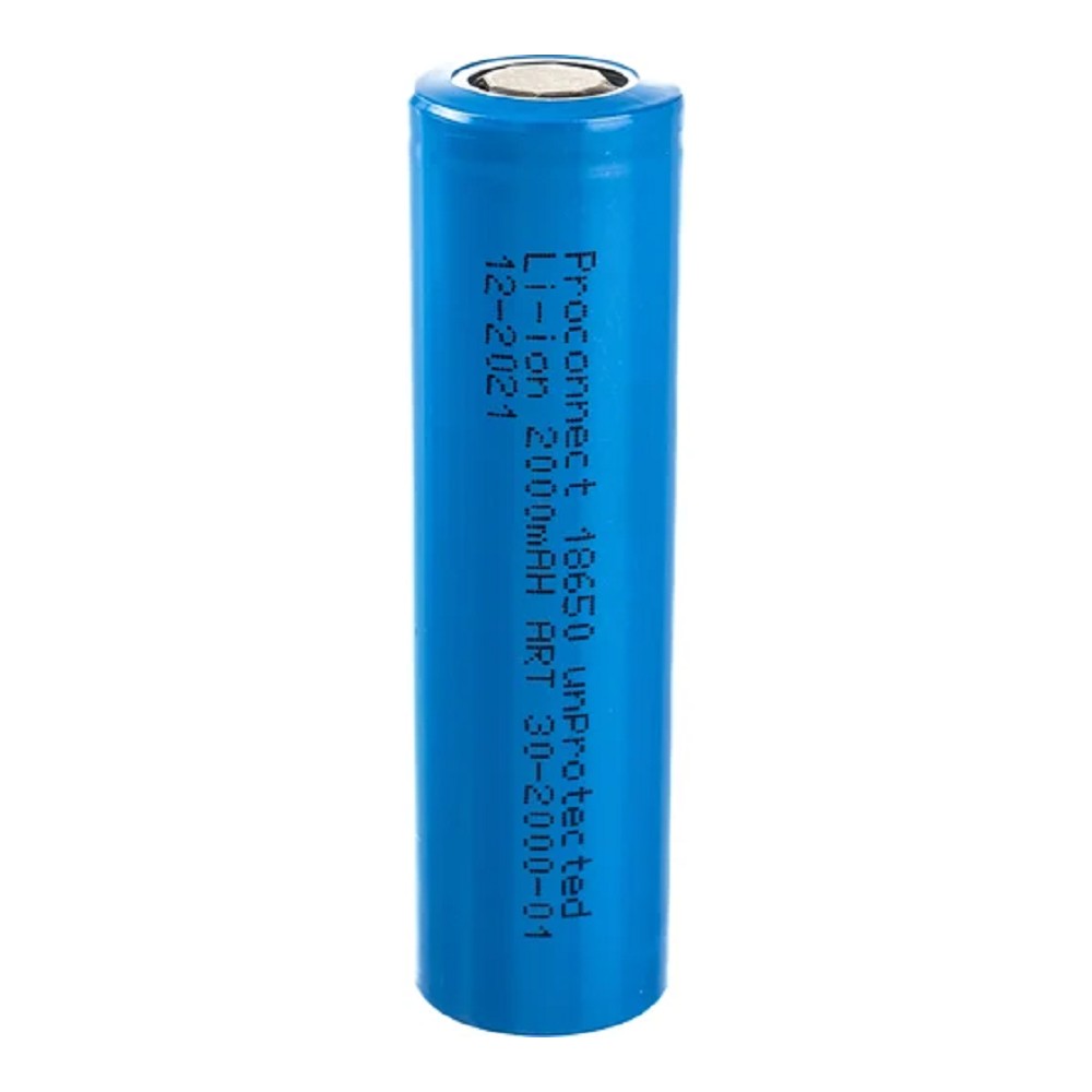 PROconnect (30-2000-01) Аккумулятор Li-ion 18650, 3,7В, 2000мАч, без платы защиты, плоский контакт, 1 шт, пакет