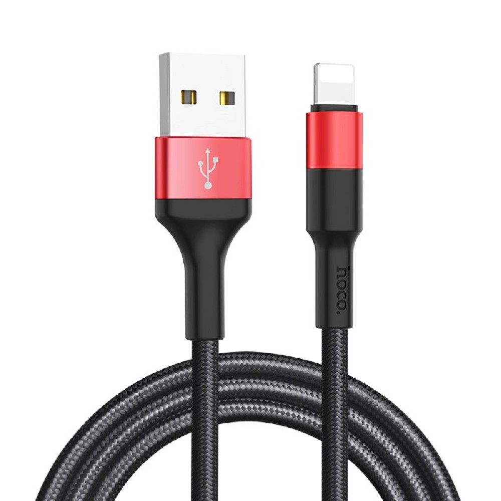 HOCO HC-80190 X26/ USB кабель Lightning/ 1m/ 2A/ Нейлон/ Black&amp;Red