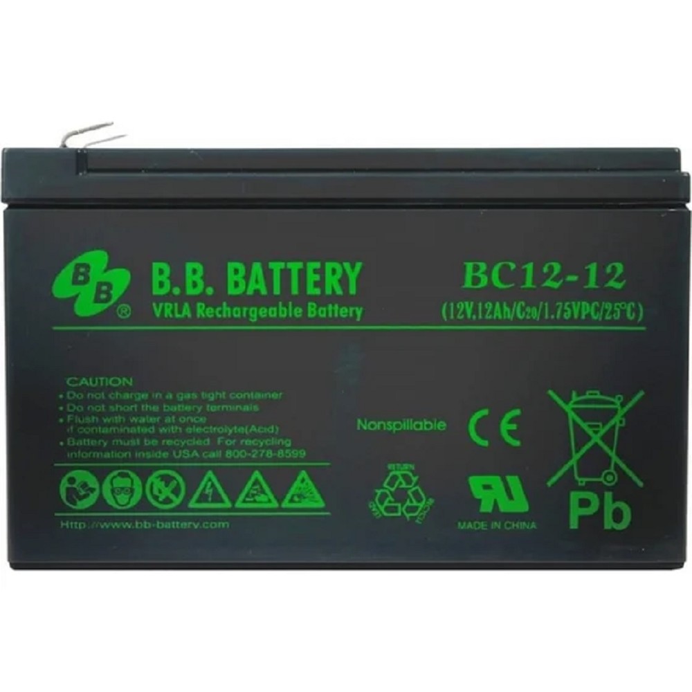 АКБ B.B. Battery BC 12-12 (12В 12Ач  ДхШхВ 151x98x98 мм, масса 3,35 кг) клеммы F2 