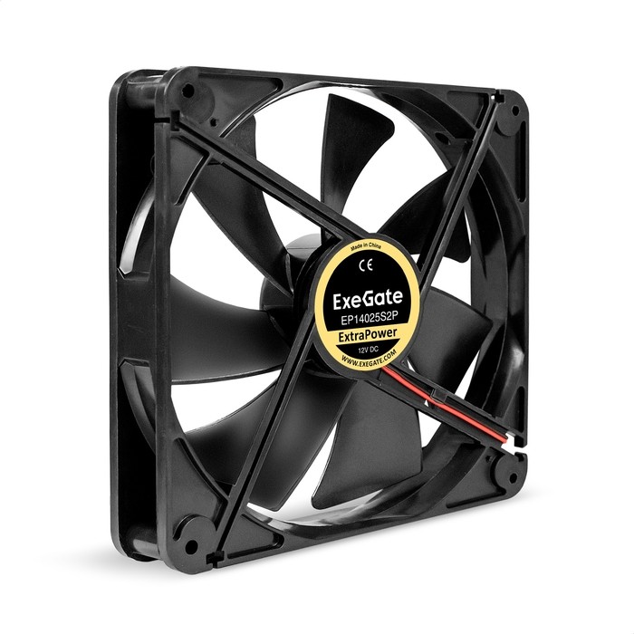 Exegate EX295247RUS Вентилятор 12В DC ExeGate ExtraPower EP14025S2P (140x140x25 мм, Sleeve bearing (подшипник скольжения), 2pin, 1600RPM, 31dBA)