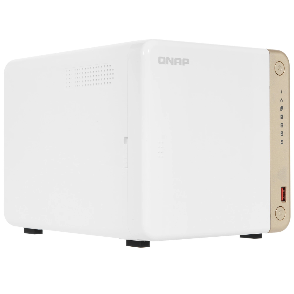 QNAP TS-462-4G Сетевое хранилище без дисков/ channel NAS 4 HDD trays, 2 x M.2 NVMe PCIe Gen 3 x1, 2-core Intel Celeron N4505 2.9 GHz, 4 GB RAM (1 x 2GB + RAM-2GDR4T0-SO-2400) up to 16 GB (2 x 8GB), 1x