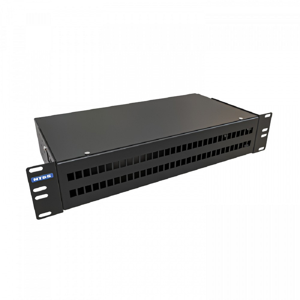 NTSS Кросс NTSS оптический 19'' укомплектованный 2U, 64 порта LC/UPC duplex, 9/125 мкм (сплошная панель, сплайс-кассета 4шт, пигтейлы, КДЗС, адаптеры) черный RAL 9005 NTSS-RFOB-2U-64-2LC/U-9-SP1.5G0AY