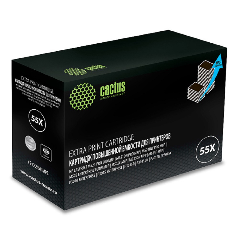 CACTUS CE255XS Картридж (CS-CE255X-MPS) для принтеров  LaserJet P3015, черный, 15000 стр.