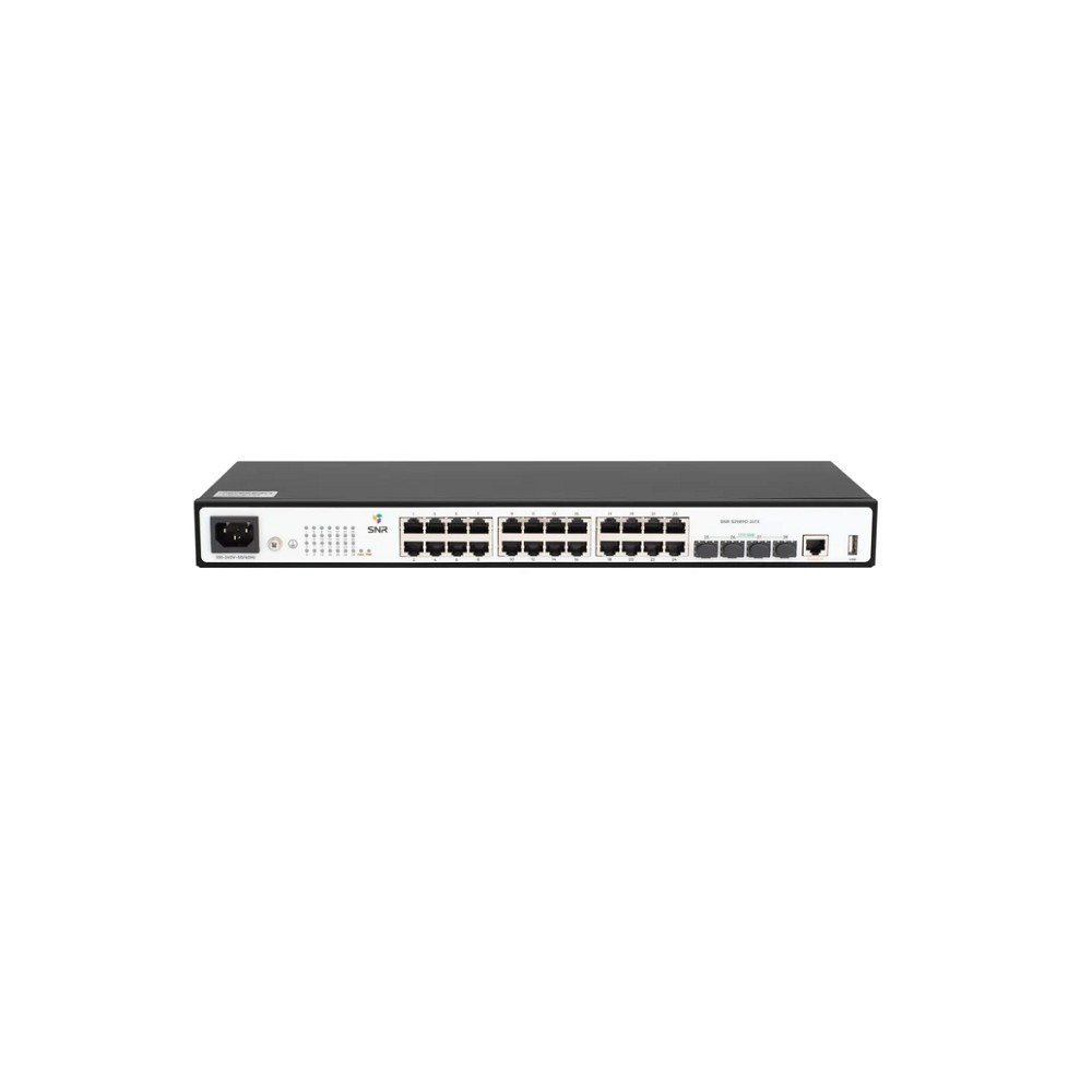SNR SNR-S2989G-24TX Управляемый коммутатор уровня 2+, 24 порта 10/100/1000Base-T, 4 порта 1/10G SFP+, VSF HA, встроенный БП ~220V AC